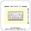 5X Double Socket Surround, Acrylic Back Panel or Plate, Protect Wall from Finger Prints, Font Colour:Ivory