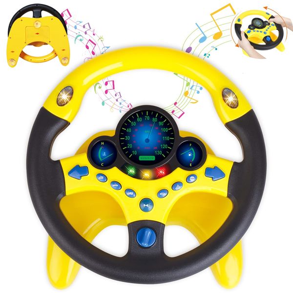 UQTOO Steering Wheel Toy for Kids Toy Car Handle Educational Toy Simulation Steering Wheel Toy for Boys Girls Birthday Gift Car Steering Wheel Toy