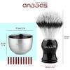 Anbbas 3IN1 Shaving Brush Set Synthetic Badger Hair with Stainless Steel Shaving Bowl,Black Acrylic Shaving Stand Holer for DE Razor Men Traditional Shave
