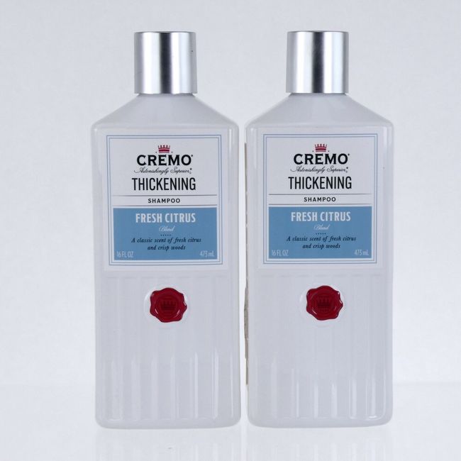 Thickening Shampoo CREMO Premium Formula x2 Thin Hair Add Body Fresh Citru 16oz