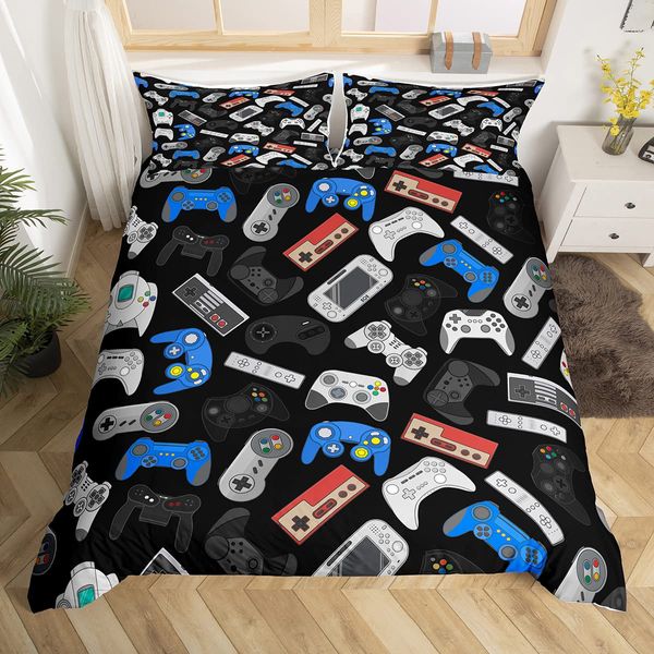 Erosebridal Teen Gamepad Duvet Cover Modern Gamer Comforter Cover Queen Size for Kids Boys Children Video Game Bedding Set Player Gaming Joystick Bedspread Cover Breathable Decorative Room(NO FILLING)