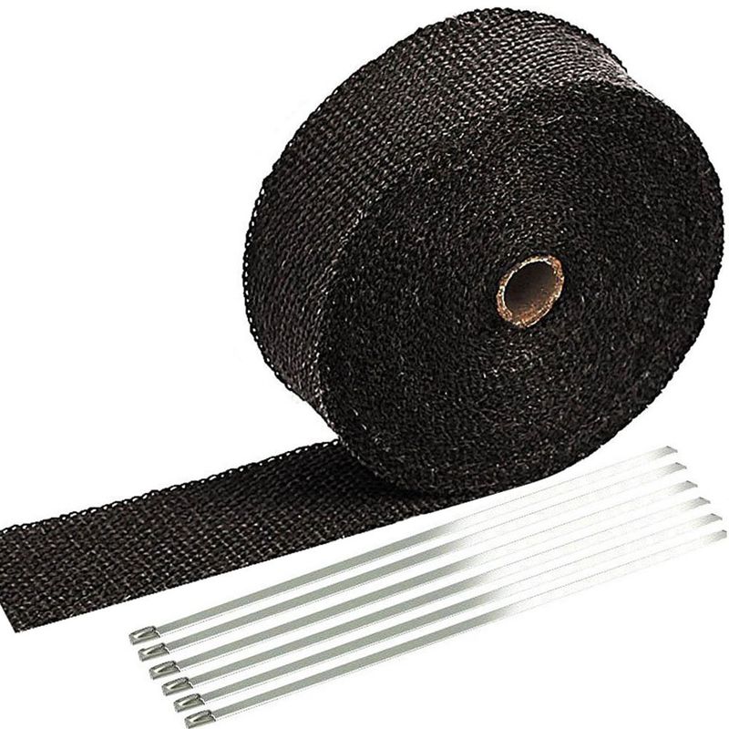 Muffler Tape SunplusTrade Exhaust Wrap - 2x50' Heat Shield With Zip Ties (1400°F Rated) Heat Wrap