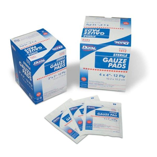 Cramer Gauze Pads, 100% Woven Cotton, Sterile Non-Stick Gauze, Open Wound Cover, First Aid Supplies for Dressing Prepping, Cleaning, Protection, 12 Ply, Individually Wrapped, 2" X 2", 100 Pack