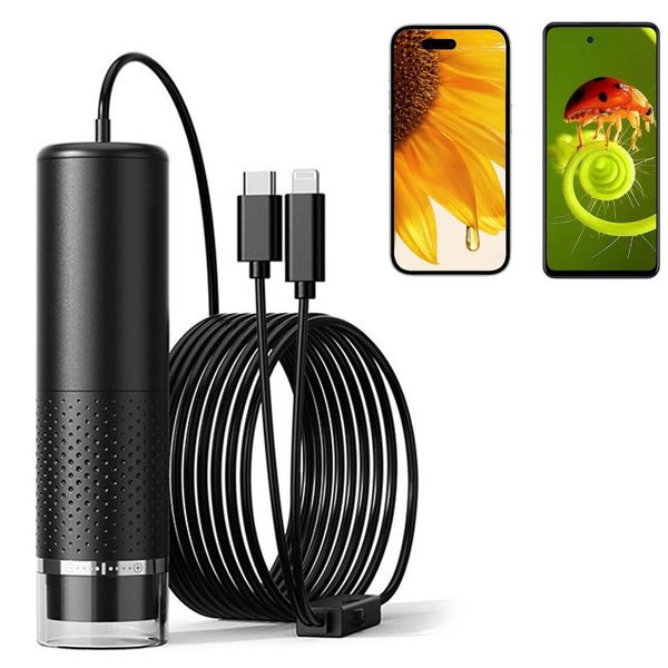 Colexy Mini Mobile Phone Microscope, 10 to 200X Adjustable Pocket Microscope, Digital Microscope for Children, Compatible with Android and iOS
