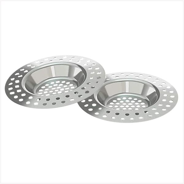 2pcs Stainless Steel Kitchen Sink Strainer Plug,Sink Sieve Sink Hole Strainer Drain Protector,75mm Standard Strainer Drain Protector Hair/Food Catcher for Bathroom,Kitchen,Shower