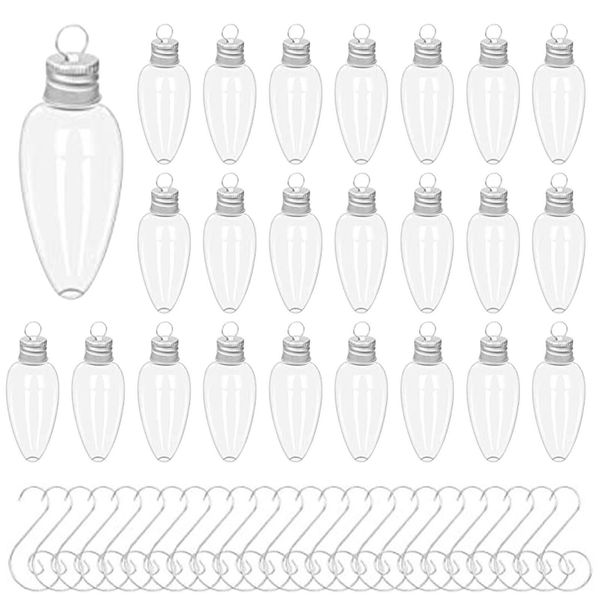 24pcs Christmas Fillable Light Bulb Shape Clear Plastic Christmas Ornaments