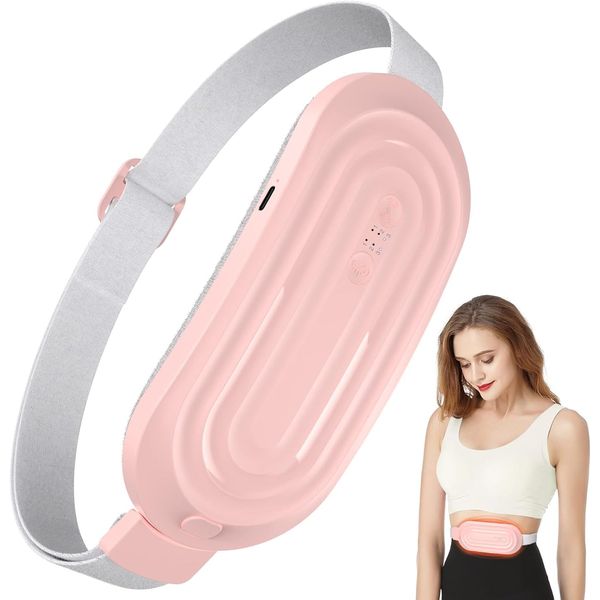 Menstrual Heating Pad, Period Belt Portable Cordless Heating Pads with 3 Rapid Heat Levels Electric Heating Pad with 4 Massage Modes for Period Pain Relief Period Cramp Heat Pad for Women