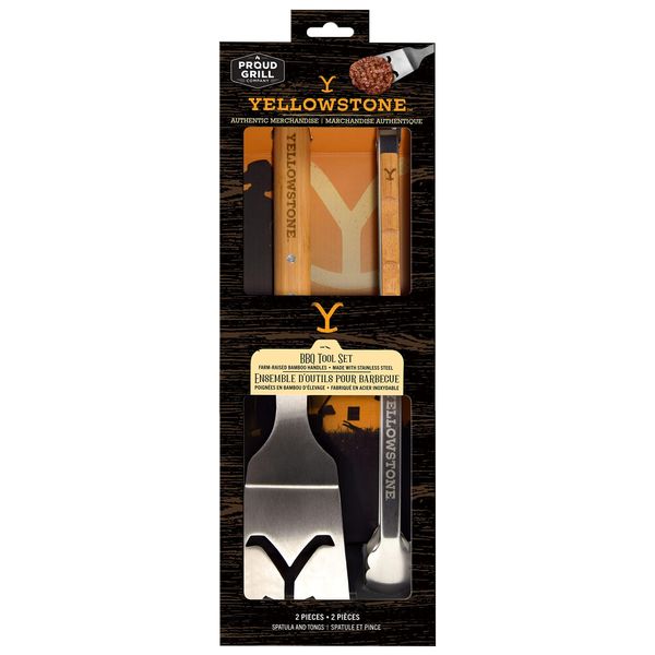 Y Yellowstone BBQ Tool Set - 2 pc Grill Set Includes Spatula and Tongs | Ideal BBQ Grill Accessories | Authentic Yellowstone Merchandise