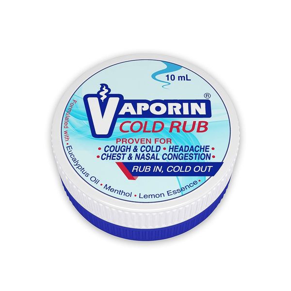 Vaporin Cold rub - 10ml x 2 -Vapour Rub - Back Throat and Nose - Decongestant - for Clear Breathing - Travel Friendly Pocket Packs