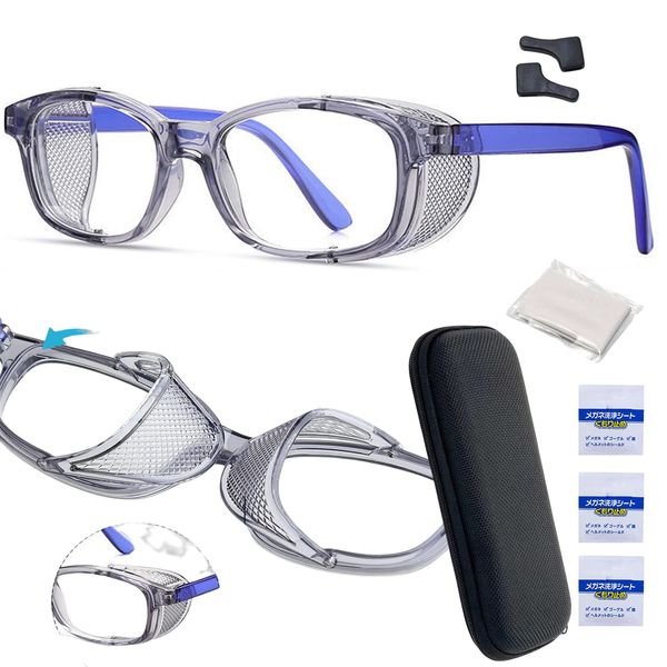 Platamona Hay Fever Glasses, Pollen Prevention Glasses, Anti-Fog Protective Glasses, Safety Glasses, Protective Goggles, Glasses, Folding Design, Blue, Light Cut, UV Protection, Anti-Fog Cloths, Bath Glasses, Blue Light Reduction, Anti-Fog Cloth, Women's,