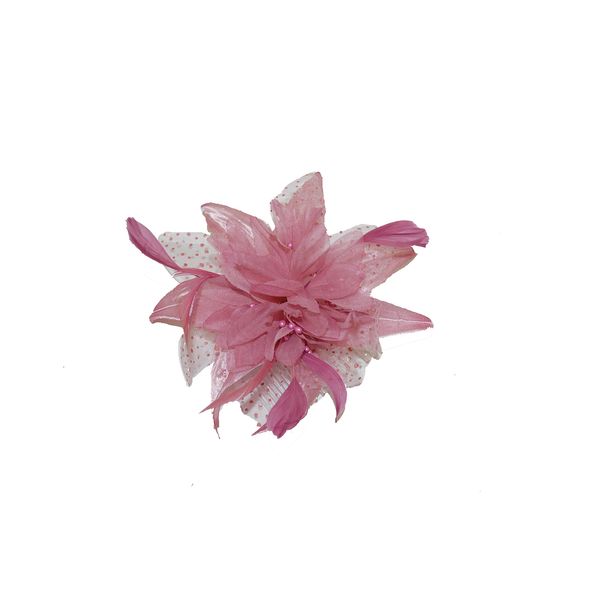 Pretty Cool - Dusky Pink Flower & Feather Comb Fascinator