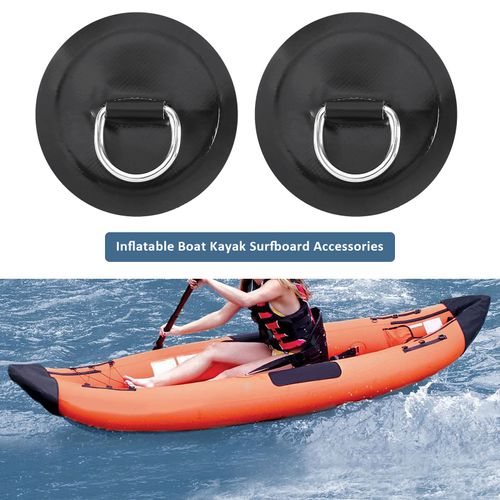 Be In Your Mind Pack of 4 D-Ring Patch Kayak D-Ring Pad Paddleboard Accessories for PVC Inflatable Boat Canoe Raft Dinghy Kayak Surfboard, No Glue, 4 Inch Black