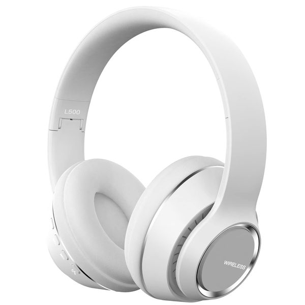 SITOAT Bluetooth Headphones, Wireless Headphones, Over-Ear Headphones, Deep Bass, TF Card, Foldable, Detachable Cable, Microphone Included, Storage Bag Included, Bluetooth 5.0 (White)