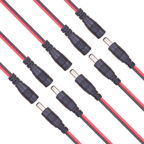 kabenjee DC Power Jack Connector 10x 5.5mmx2.1 mm DC Male Power Pigtail + 2.1 X 5.5 mm DC Female Power Pigtail, 50 cm Long DC Power Supply kuikkukonekuta, AWG DC Power Supply Connection Cable, LED Tape for DC Plug, CCTV Camera 10 Pcs/Package