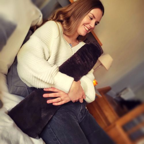 Long Dark Chocolate Faux Fur Cover and 2 Litre Natural Rubber Hot Water Bottle
