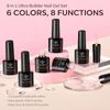 Modelones 8-in-1 Builder Nail Gel, 6 Colors Pink Builder Gel for Nails, Hard Gel Builder Nail Extension Gel Builder Gel in a Bottle for Nail Starter