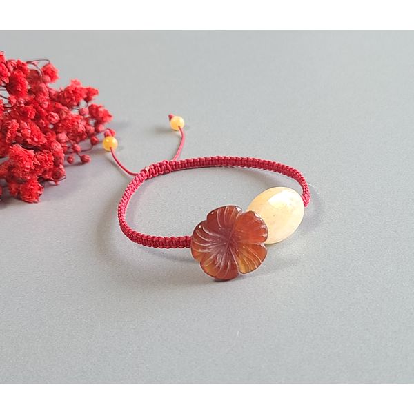 Jamano Trumpet Flower &amp; Jade Knot Bracelet Bringing Good News of Good Luck and Wealth