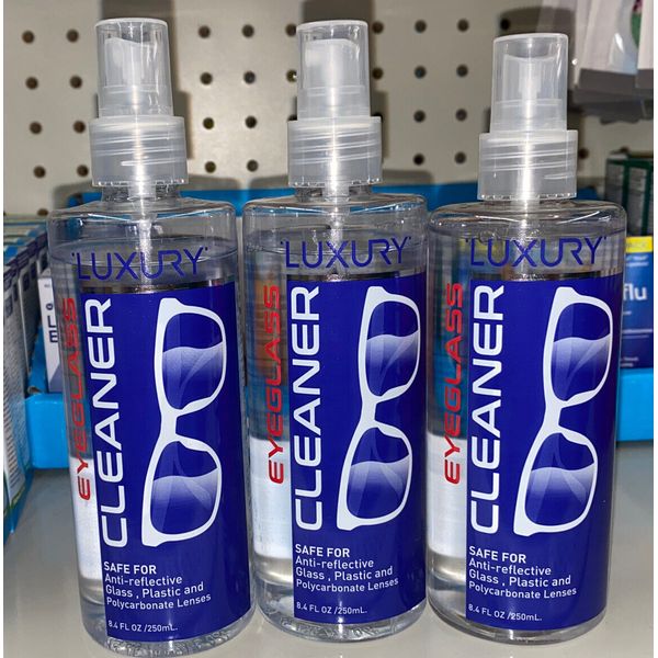 3x Luxury eyeglass cleaner spray safe for anti-reflective glass, plastic 8.4 oz