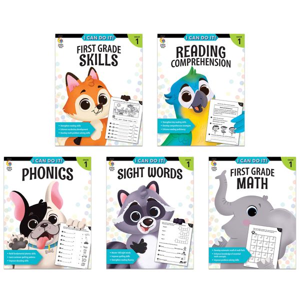 Creative Teaching I Can Do It! 1st Grade Skills Workbook Pack (Reading comprehension, phonics, sight words, math)
