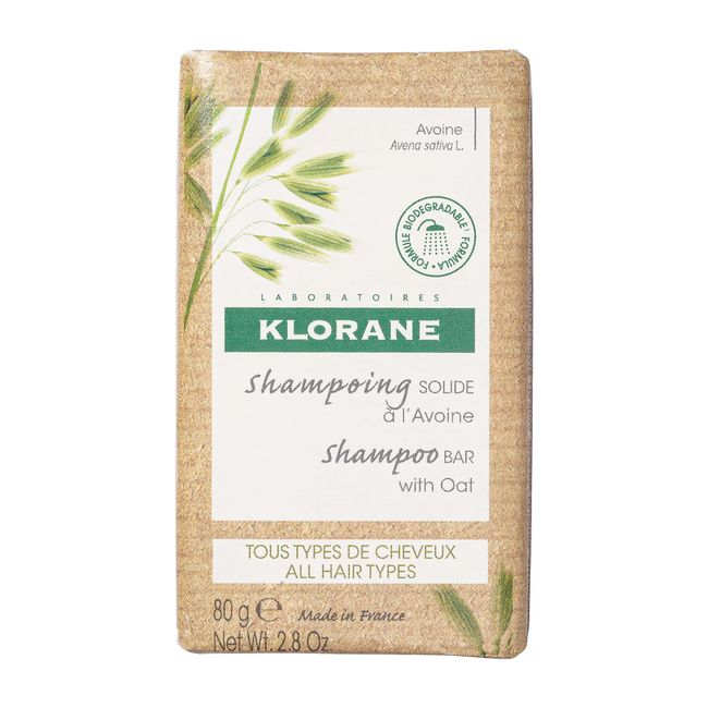 Klorane Ultra-Gentle Shampoo Bar with Oat Milk, Paraben, Preservative and Sulfate Free, Hypoallergenic, Eco-friendly, Biodegradable, Vegan, Dermatologist and Pediatric Tested