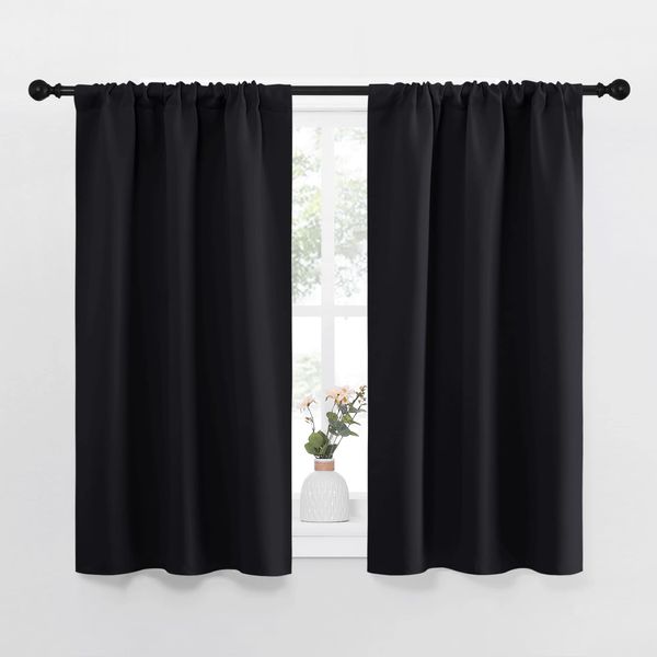 NICETOWN Halloween Black Out Curtain Panels for Kitchen - Energy Smart Decoration Thermal Insulating Blackout Drapes/Draperies for Small Window (2 Panels, 34 inches Wide by 45 inches Long)