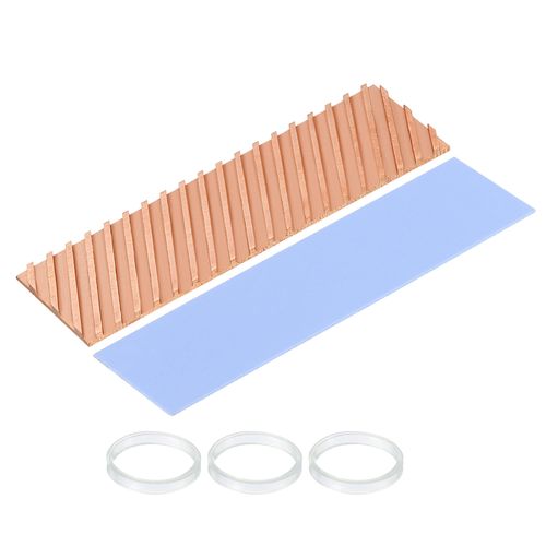 MECCANIXITY Copper Heatsink 70x20x2mm with Thermal Pad and Rubber Ring for M.2 SSD Module, PC, Laptop Cooler 1 Set