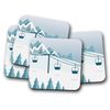 4 Set - Black Cable Car Coaster - Ski Snowboard Winter Nature #12726