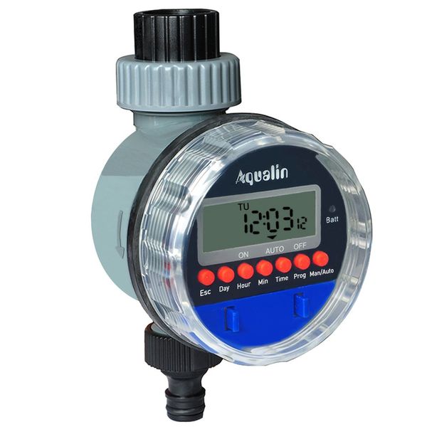 Aqualin Electronic Water Timer Garden Irrigation Controller Digital Intelligence Watering System LCD Waterproof, No Water Pressure Required