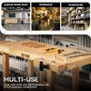 Heavy Duty Rubber Wood Workbench Work Desk w/ 2 Adjustable Rotating Handles