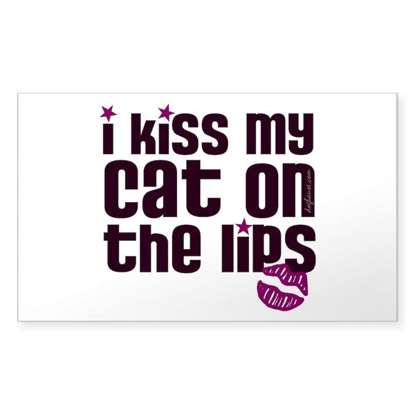 CafePress Kiss Cat Lips Rectangle Sticker Rectangle Bumper Sticker Car Decal