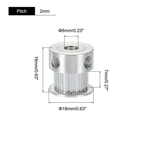 uxcell Timing Pulley 20 Teeth 6mm Bore Aluminum Synchro Wheel with M4 Screw 3D Printer Belt for CNC Machine 2pcs