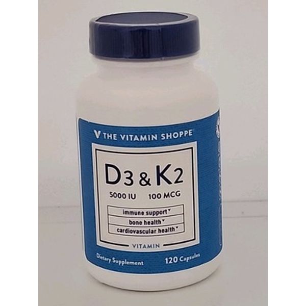 The Vitamin Shoppe D3 & K2 120 Capsules exp 03/27 New Sealed