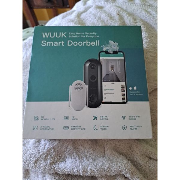 WUUK Wireless Smart Doorbell Pro Kit Camera, 1080, No Monthly Fee,