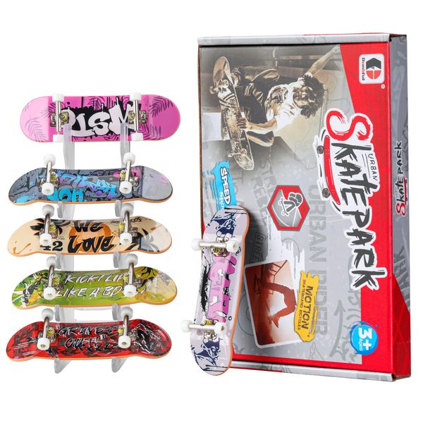 BROKIG TechToy Finger Skateboards Park for Kids,Mini Fingerboard Skatepark Training Finger Boards Toys Ramp Set Kit Boys Gift (HB11)