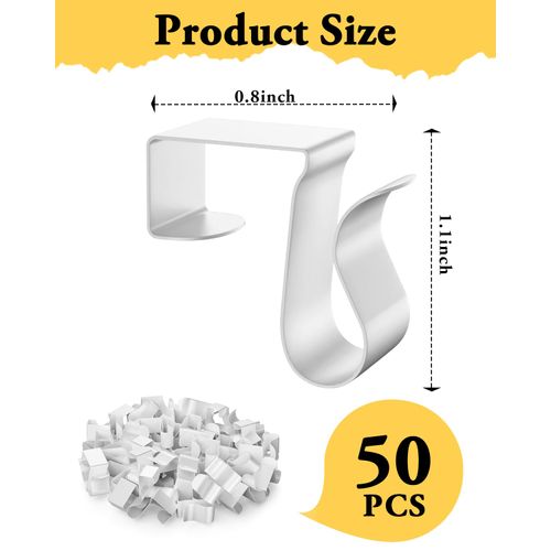 Gutter Clips for Hanging Outdoor Lights: 50Pcs Metal White Weatherproof Christmas Light Clips for Outside String Lights Xmas Halloween Seasonal Rope Mini Decoration Lights