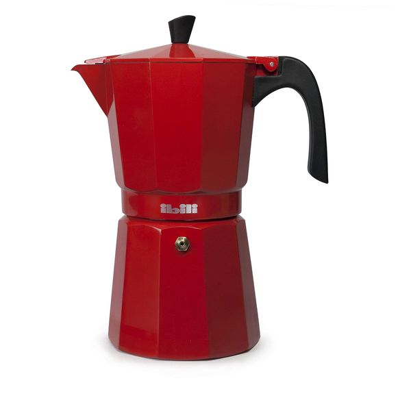 IBILI Bahia Express Moka Pot, Red, 3 Cups, 150 ml, Aluminium