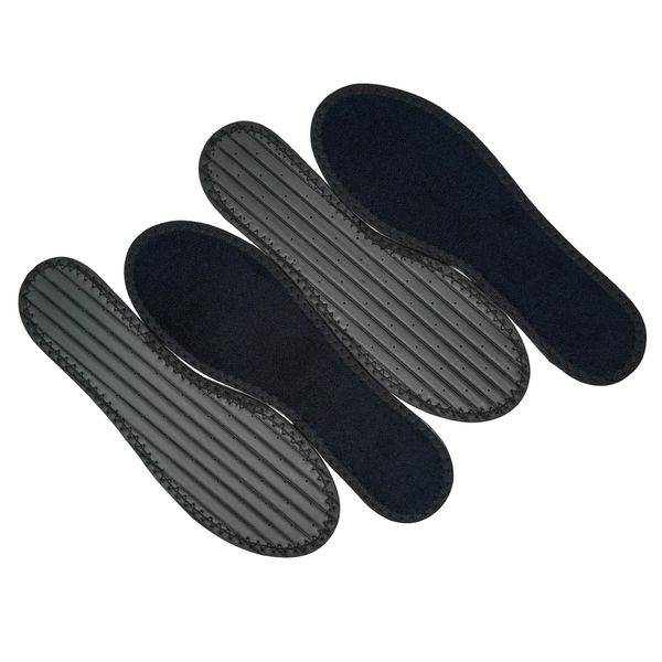 Happystep Cotton Terry Cloth Insoles, Barefoot Shoe Inserts, Sweat Absorption, Odor Control, Moisture-Wicking, Washable and Reusable, Zero Drop Shoe Insoles, 2 Pairs of Black (Women Size 8)