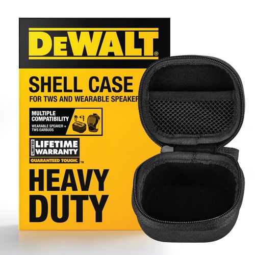 DEWALT Heavy Duty Protective Headphone Case for TWS Earbuds & Wearable Speaker, Compact Lightweight w/EVA Headphone Case Hard Shell, Shockproof, Water-Resistant, Soft Interior & Accessory Mesh Pocket