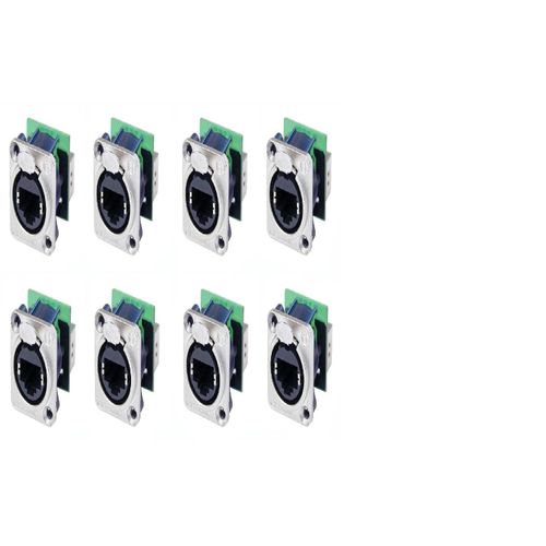 (8 Pack) NEUTRIK NE8FDP CAT 5/6 RJ45 Feed-Thru D Series Panel MNT Jack - Nickel