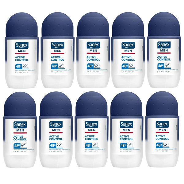 10x Sanex Men Active Control Roll On Anti-Perspirant Deodorant 50ml