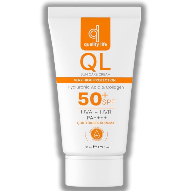 QL Yüz Güneş Kremi 50+ Spf Hyaluronik Asit ve Collagen 50 ML UVA + UVB Çok Yüksek Koruma