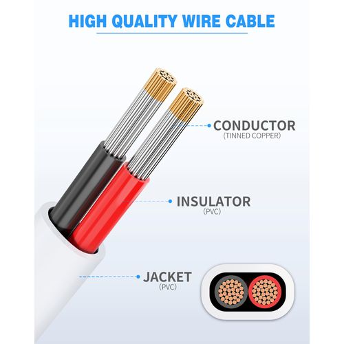 NAOEVO 14 Gauge Wire 2 Conductor Electrical Wire, 14 AWG Wire Stranded PVC Tinned Copper Cable, Flexible/Low Voltage/Red Black Hookup Wire for LED Strips Lamps, Marine, Speaker, Appliances (30FT)