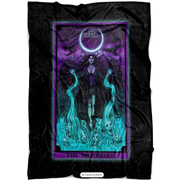 Morrigan Blanket Death Tarot Card Celtic Witchcraft Pagan Witch Throw (60x50)