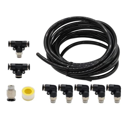 Assembroverse 15FT Customizable Vacuum PU Tubing Kit Black 1/8" NPT to 1/4" Inside Diameter Tubing with Push to Connect Fittings Compatible with Turbo Vehicles