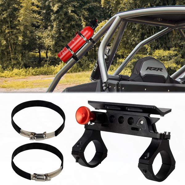 UTV Fire Extinguisher Mount Holder Quick Release Adjustable Fire Bracket for 1.75''-2'' Roll Bar Aluminum Compatible with UTV Polaris RZR Ranger Can-Am Maverick ATV