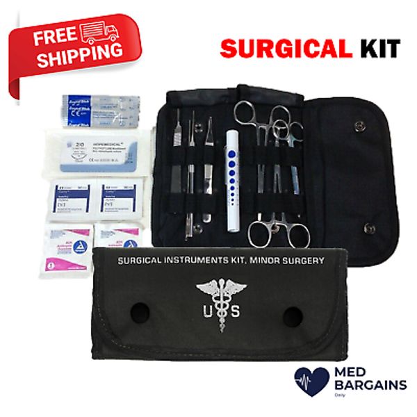 Elite First Aid Kit 80122BK Military Surgical Field Kit with Black Canvas Pouch