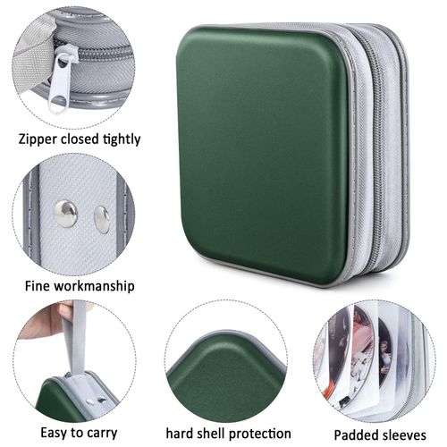 Bivisen CD/DVD Case Wallet, 48 Capacity, Dark Green, Plastic, Portable Storage Organizer
