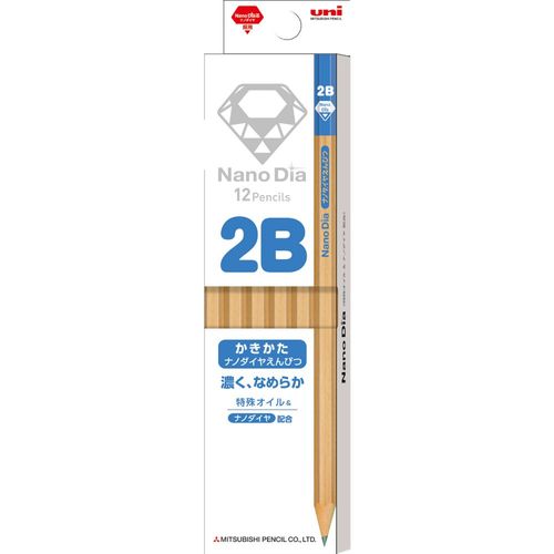三菱鉛筆 かきかた鉛筆 ナノダイヤ 木軸 2B 小学生 青 1ダース K69062B