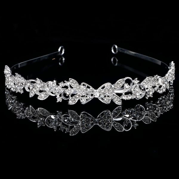 Vovii Bridal Headpiece Wedding Headband for Women, Wedding Headpiece for Bride, Sliver Rhinestone Crystal Wedding Headband Hair Band for Women, Wedding Tiaras for Bride