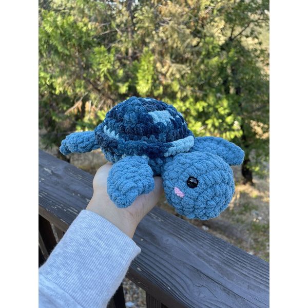 Soft Yarn Handmade Crochet Amigurumi Plush/Plushie Blue Turtle Stuffed Animal 8”